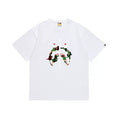 BAPE Style Camo Shark Full-Zip Motif Short-Sleeve Tee - White/Classic Green